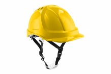 Aizsargķivere dzeltena, HOGERT, HT5K194, ABS, 6-punktu sistēma, ventilācijas atveres, regulējama izmēra, UV aizsardzība