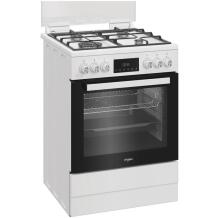 Whirlpool Kokk W6G8LMSWW, 72L, gaasipliit, elektriline ahi, valge, 4 põletit, automaatne süüde, auru tehnoloogia