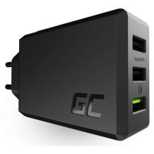 Green Cell Įkroviklis CHARGC03, 30W, 3xUSB, greitasios įkrovos technologija, suderinamas su QC 3.0, Samsung AFC, Huawei FCP