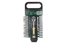 Sešstūra uzgaļu un bitu komplekts, RockFORCE, RF-027-5MSA, 1/4", 27 priekšmeti, hromovanādija tērauds, 4-14 mm