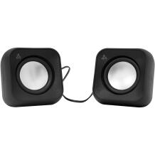 Sbox Akustika SP-203B, 2.0, 2 x 2,2 W, 100 Hz - 20 kHz, >=80 dB, 2 x 52x52x52 mm, 5 V, 3,5 mm + USB, 0,6 m