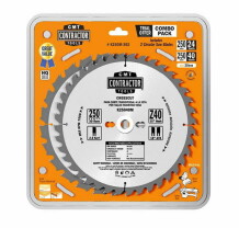 Набор пил, 3шт 160мм, CMT, K160H-X03, Диаметр отверстия: 20мм, Количество зубьев: 24/40, Толщина реза: 2,2мм, Угол зуба: 15°/10°
