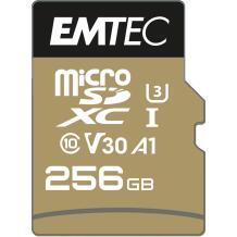 Emtec microSDXC 256GB UHS-I U3 V30 SpeedIN Pro ECMSDM256GXC10SP, 256GB, 100MB/s, 50MB/s, UHS-I, V30, Class 10
