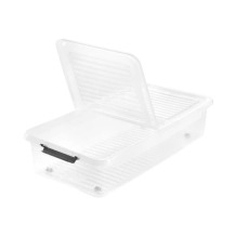 Ratastel kaanega kast alusvoodikasti Leo 77x38x16 cm 33L läbipaistev  0611000001