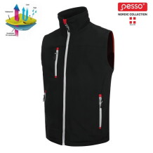 Softshell liemenė, PESSO, SOFTBLACKS, juoda, S, vandeniui atspari iki 8000 mm, oro pralaidumas 5000g/m²/24