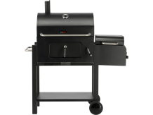 Ogļu grils ar kūpināšanas funkciju, LUND, 99925, 112x62x121 cm, melns, regulējams grils, termometrs, 3 rokturi, 2 riteņi