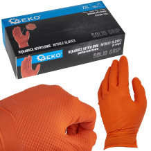 Nitrila cimdi Solid Grip, GEKO, G75201-XXL, 50 gab., XXL, oranži