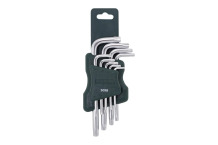 TORX L-formos raktų rinkinys, ROCKFORCE, RF-5098, T10-T50, 9 dalys plastiko laikiklyje