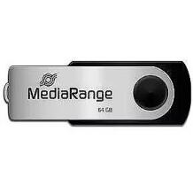 Mediarange USB mälupulk MR912, 64 GB, USB 2.0, lugemiskiirus 13 MB/s, kirjutamiskiirus 6 MB/s, must/hõbe