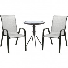 Dārza mēbeļu komplekts DUBLIN galds un 2 krēsli pelēks K119282 HOME4YOU