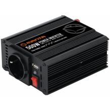 Manta MPI500M keitiklis, 500W, 1000W, 12V arba 24V į 230V, USB DC 5V 2.1A, modifikuota sinusinė banga, apsauga