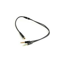 Gembird kaabel CCA-418M 3.5 mm 4-pinnaline pesa 2 x 3.5 mm pistik, must, pikkus 0.2 m