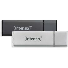 Intenso USB mälupulk 3521480 2x32GB, 2x32 GB, USB 2.0, Lugemise kiirus 28 MB/s, Kirjutamise kiirus 6.5 MB/s, Alumiinium