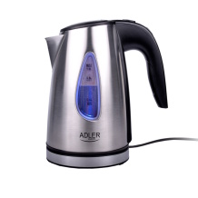 Elektriskā tējkanna standarta 1630 W AD 1203 1 L nerūsējošā tērauda korpuss automātiska izslēgšanās 360° rotējoša pamatne Nerūsējošā tērauda Adler