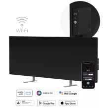 Smart premium infrared and convection heater for up to 30m² 700W 11mm tempered glass panel with Wi-Fi 110×40×4 cm black AGH0004S Aeno