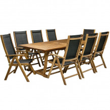 Садовая мебель FUTURE, стол и 8 стульев (2782), раздвижная, дерево: акация, пропитанная маслом K278211 HOME4YOU