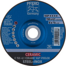 Slīpdisks SGP keramiskais Steelox 150x4,1mm, PFERD, 094136, Tērauds, INOX