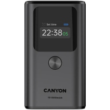 Compact external power bank with 30 W fast PD charging and 10000 mAh capacity OnPower 130 Dark Grey CNS-CPB130DG CANYON