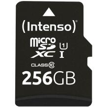 Intenso MicroSDXC mälukaart 3423492 256 GB, UHS-I, lugemiskiirus 90 MB/s, klass 10, U1, adapter kaasas