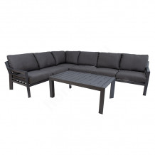 Sodo baldų komplektas TOMSON stalo ir kampinė sofa, tamsiai pilka 13457 HOME4YOU
