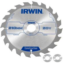 Irwin Pjovimo diskas 1897203, 210mm, 2.5mm, 20 dantų, plienas, 16mm, 6000rpm, ATB dantys, kompaktiškas, šilumos ventiliai