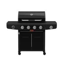 Barbecook Siesta 412 Graphite gaasigrill õues toidu valmistamiseks 4 põletit 14kW 2.9kW külgpõleti malmrestid 132x56x118cm BC-GAS-2073