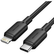 Vention kabelis USB-C uz Lightning 2m melns, 1 Type-C vīriešu, 1 Lightning vīriešu, 3A, 480Mbps