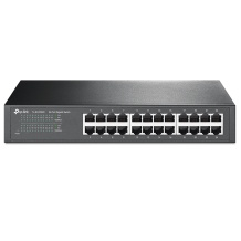 TP-Link TL-SG1024D tinklo komutatorius nevaldomas 24× Gigabit 10/100/1000 Mbps be ventiliatoriaus juodas