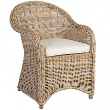 Садовый стул KATALINA с подушкой 63x66xH85см, каркас из плетения натурального ротанга, серый 42052 HOME4YOU