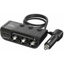 Manta Automobilinis įkroviklis MCC201T, 12-24V, 1306W, 3x USB-A, 2x USB-C, PD 36W, QC 3.0, LED ekranas