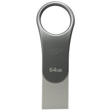 Silicon Power Mobilais C80 USB zibatmiņa SP064GBUC3C80V1S, 64 GB, USB Type-A, USB Type-C, 3.0, titāns, 1 gab.