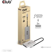 Club3D I/O адаптер CSV-1586 Thunderbolt 3 на 2 DisplayPort 4K60Hz, 2 DisplayPort, 1 Thunderbolt, Серебристый
