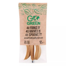 Daugkartinio naudojimo įvairių stalo įrankių rinkinys 12 vnt. Eik žaliai  1901357