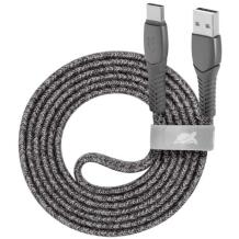 Rivacase USB-C kaabel PS6102GR12, 1.2m, hall, USB 2.0, 480Mbps, 5000+ painutustsüklit, nailonist kate