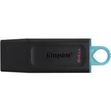 Kingston USB mälupulk DataTraveler Exodia DTX/64GB, 64 GB, USB Type-A, must sinise aktsendiga, kaitsekork, suur aas