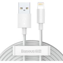 Baseus Duomenų kabelis USB į Lightning MODELIS TZCALZJ-02, 150cm, 2x2.4A, Apple Lightning, USB Type A, balta