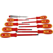 Skrūvgriežu komplekts VDE, 9 gab., SL/PH, Brilliant Tools, BT068010, 3,0 x 75 mm – 4,0 x 10 cm – 5,5 x 12,5 cm – 6,5 x 15 cm, PH0 x 75 mm – PH1 x 80 mm – PH2 x 10 cm – PH3 x 15 cm
