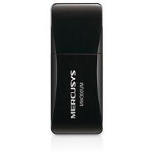 Mercusys Беспроводной Мини USB Адаптер MW300UM, 300 Мбит/с, 2.4 ГГц, USB, Черный, CE, ROHS