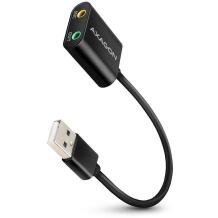 Axagon звуковая карта ADA-12 16 бит, 48 кГц, 2.0 канала, USB 2.0, 3.5 мм, адаптер питания, черный, 0.15 м кабель