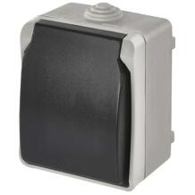 Emos Sieninė rozetė A1396, 16A, IP44, 65mm, 92mm, 55mm, pilka ir juoda, VOKIŠKAS dizainas, varžtų jungtis, montuojama ant sienos
