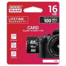 Goodram SD kortelė S1A0-0160R12, 16GB, 100MB/s, 10MB/s, UHS-I, Class 10, V10, U1