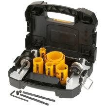 Dewalt Bi-Metal Zāģa Asmeņu Komplekts DT90357-QZ, 10 gab., HSS, 20mm, 25mm, 32mm, 38mm, 51mm, 64mm, adapteris, centrālais urbis