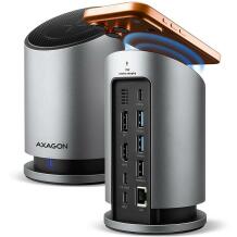 Axagon USB хаб HMC-WL9 10Gbps, 1× HDMI 4K/60Hz, 1× DP 4K/60Hz, 3× USB-A, 1× USB-C, 1× RJ45, 15 Вт беспроводная зарядка