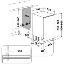 Whirlpool Nõudepesumasin WH6IC11BS7LA0, 44.8 cm, 11 kohtade, 9 programmi, C klass, ekraan, must