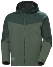 Softshell striukė Oxford, su gobtuvu, žalia/tamsiai žalia, L, Helly Hansen, 74290_474-L, 100% poliamidas - 385 g/m², 100% poliesteris - 325 g/m²