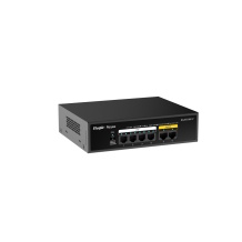 Ruijie RG-ES106F-P | 6-Portu 10/100 Mbps PoE Slēdzis — Ātrgaitas Ethernet, Kompakts Dizains, Melns Korpuss
