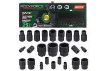 Trieciena muciņu komplekts 25 gab., ROCKFORCE, RF-50121K, 1/4" un 1/2", 6-gr.