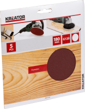 Švitrinis popierius Ø 180mm - G120 - 5 vnt., KREATOR, KRT231557, Granulių dydis (P): 120