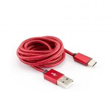Sbox USB kabelis MODELIS USB-TYPEC-15R, 1,5m, iki 480 Mbit/s, USB 1.0, 1.1, 2.0, 8,3mm x 2,5mm, raudonas, pintas
