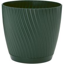 Form Plastic Lillepott 4360997, Ø 12.8 cm, kõrgus 11.8 cm, roheline värv, koos alusega, siseruumide taimed